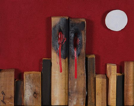 PIERLUIGI DE LUTTI Monfalcone 1959 Doppia ferita tecnica mista e applicazioni...