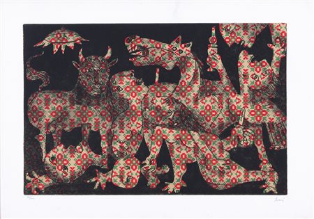 ENRICO BAJ Milano 31/10/1924 - Varese 15/06/2003 Guernica, 1969 acquaforte a...