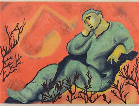 SANDRO CHIA Firenze 20/04/1946 Man in landscape incisione e carborundum su...