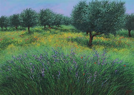 FRANCO AZZINARI S. Demetrio Corona (Cs) 03/03/1949 Campo fiorito, 1996 olio...