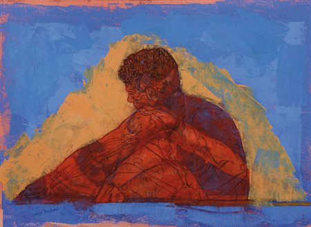 LORENZO TORNABUONI Roma 17/07/1934 Vogatore, 1986 olio su tavola cm. 54x74,...