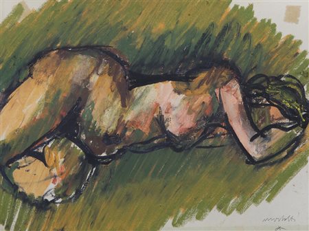 ENNIO MORLOTTI Lecco 21/09/1910 - Milano 15/12/1992 Nudo pastelli ad olio su...