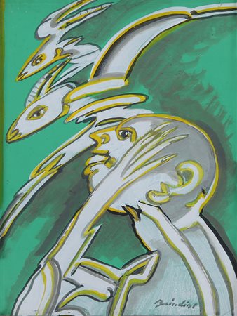 REMO BRINDISI Roma 25/04/1918 - Milano 25/07/1996 Pastore tempera su carta...