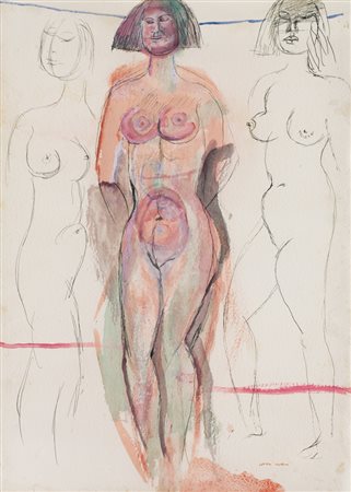 BRUNO CASSINARI Piacenza 28/10/1912 - Milano 26/03/1992 Figure gouache su...