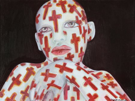 RABARAMA Roma 1969 Im-patto, 2009 olio su tela cm. 30x40 firma in basso a...