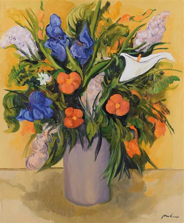 STEFANO PULEO Acitrezza (CT) 29/05/1950 Fiori, 2000 olio su tela cm. 60x50,...