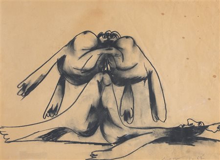 GIANNI DOVA Roma 08/01/1925 - Pisa 1991 Figure, 1962 tecnica mista su carta...