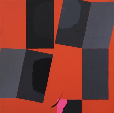 ENNIO FINZI Venezia 1931 Il verso del nero, 1991 olio su tela cm. 50x50,...