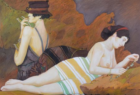 GOFFREDO CIVITARESE Chieti 30/01/1938 Figure in un interno olio su tela cm....