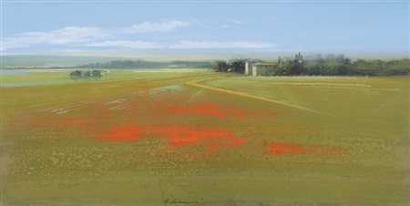 AGOSTINO CANCOGNI Forte dei Marmi 26/11/1950 Toscana olio su tela cm. 40x80,...