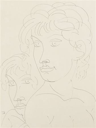 TONO ZANCANARO Padova 1906 - 1985 Figure, 1958 china su carta cm. 50x38,...