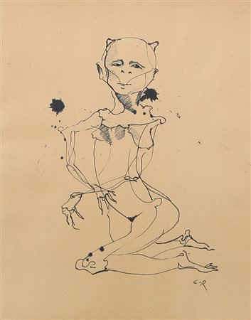 ENRICO COLOMBOTTO ROSSO Torino 07/12/1925 Figura china su carta cm. 35x27,5;...