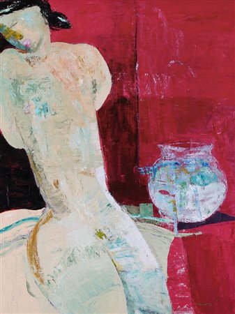 ANGELO COLAGROSSI Roma 1960 Amicizie silenziose olio su tela cm. 80x60, firma...