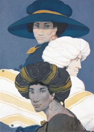 GOFFREDO CIVITARESE Chieti 30/01/1938 Triade olio su tela cm. 80x57, firma in...