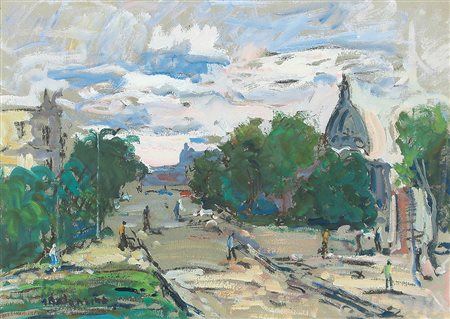 GIOVANNI BALANSINO Savigliano 1912 - Busto Arsizio 1986 Paesaggio tecnica...