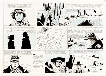 Hugo Pratt (Rimini 1927-Losanna 1995)  - Il Sergente Kirk - Il castello di Titlàn, 1959