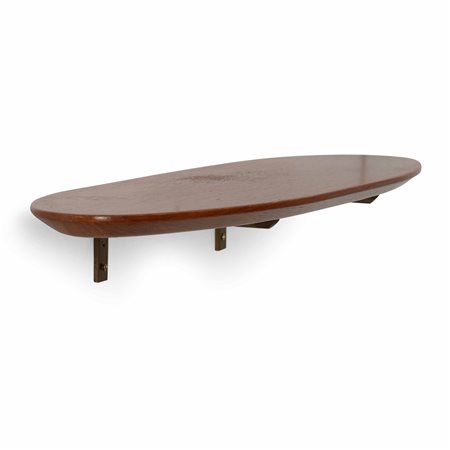 Mensola in legno e staffe in ottone., 