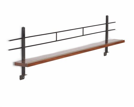 Mensola a parete con struttura in metallo laccato e legno., 