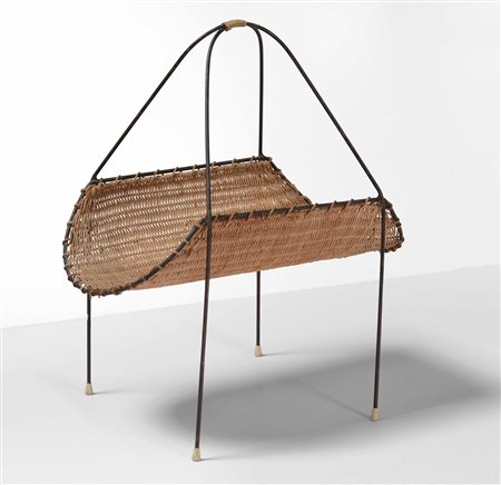 Portariviste in vimini e metallo laccato., 