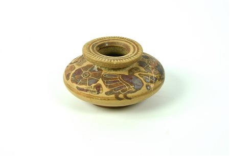 UNGUENTARIO ETRUSCO CORINZIO DATAZIONE: VI sec. a. C. MATERIA E TECNICA:...