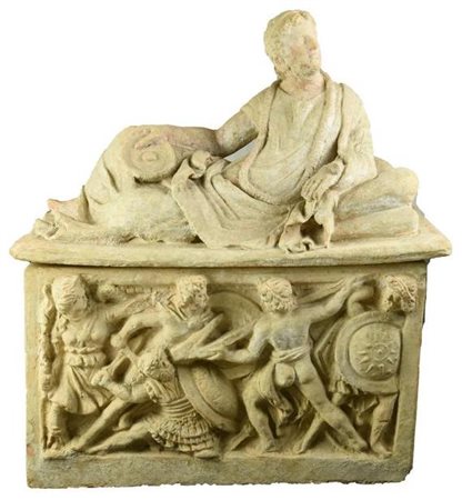 ECCEZIONALE URNA CINERARIA ISCRITTA MATERIA E TECNICA: argilla depurata...