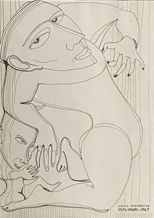 MOLINARI MARIO Torino (TO) 1930 Uomo sostenuto 1967 China su carta...