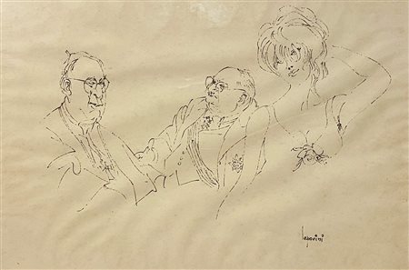 LEPORINI BERNARDO Roma (Roma) 1903 Conversazione China su carta 32,00x47,00...