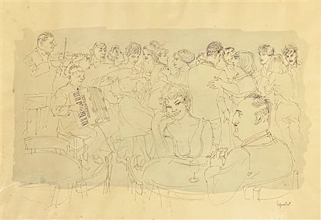 LEPORINI BERNARDO Roma (Roma) 1903 Il liscio China su carta 50,00x70,00 Firma...