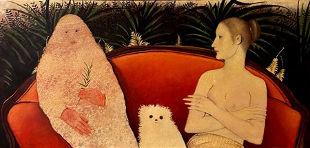 GRASSI BRUNO Piacenza (Pc) 1944 Perla 1982 Olio su tela 75,50x158,50 Firma in...