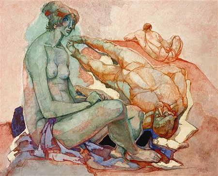 MICHETTI GIORGIO Viareggio (Lu) 1912 Senza titolo 1983 Olio su tavola...