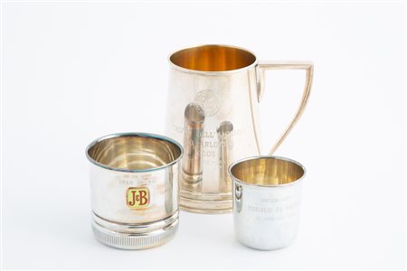 925 silver jug and two 800 silver glasses