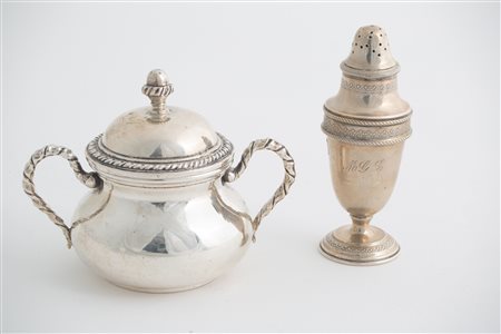 800 silver sugar and salt bowls, gr. 244 ca.