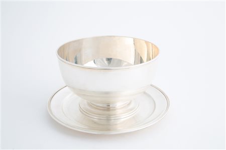 Cachepot with 800 silver plate, gr. 1980 ca. 