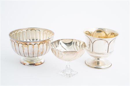 Three silver cups, gr. 740 ca. 20th century