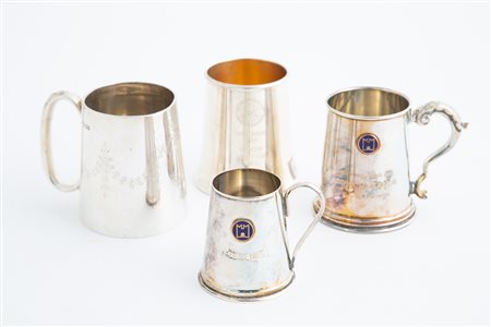 Four small 800 silver jugs, gr. 380 ca. 20th c.
