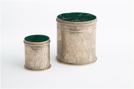 Silver cigarette case and match holder, gr.365ca.