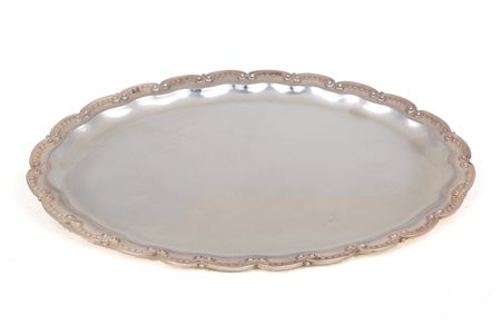 800 silver tray, gr. 380 ca. Milan. 20th century 