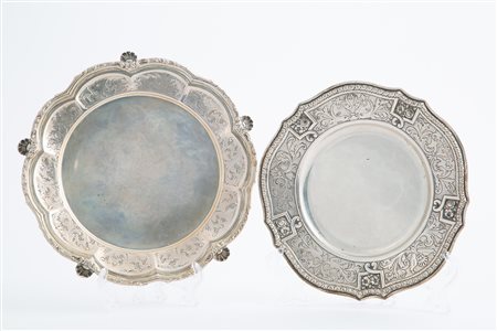 Two 800 silver plates, gr. 640 ca. 20th century