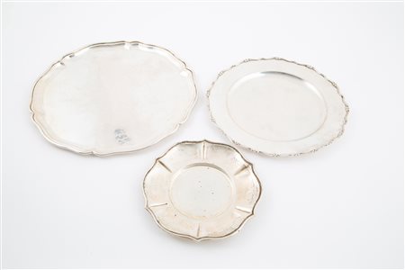 Three 800 silver plates, gr. 1760 ca.