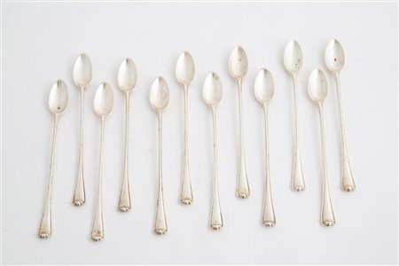 Twelve 800 silver spoons, gr. 575 ca. MISSAGLIA