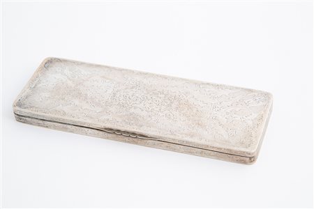 Silver pen box, gr. 305 ca. Late 19th century