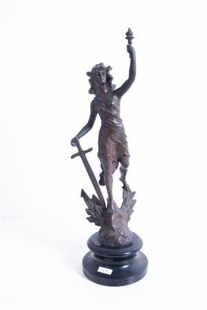 Bronze sculpture on a black marble base. 20th c