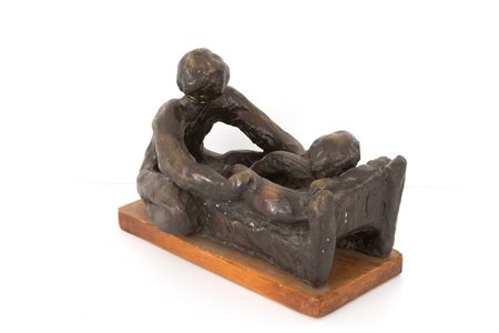 Bronze sculpture on a wooden base. 20th century