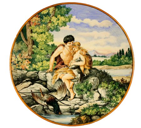 Ceramic plate. ERNESTO CONTI. Late 19th century