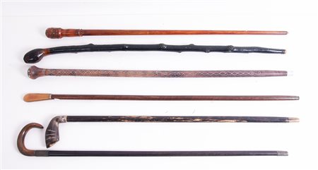 Six different walking canes. 20th century