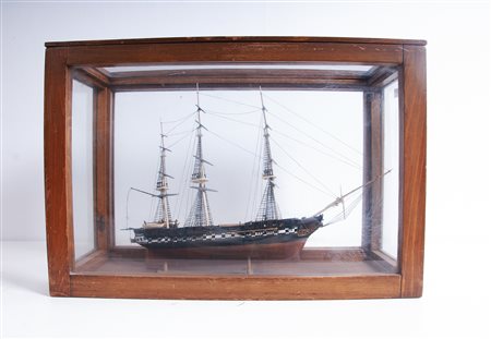 Scale model of a wooden brigantine. Early 20th c
