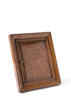 Table mirror in leather. 19th century