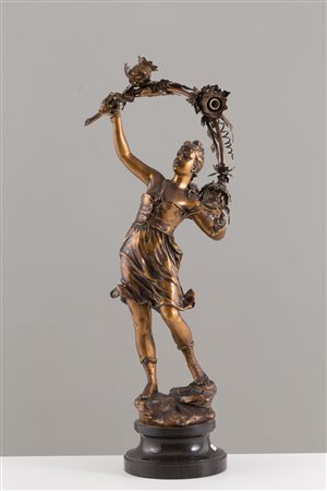 Lamp-sculpture in antimony. Early 20th century