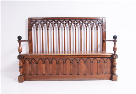 Wooden bench. France. Neogothic style