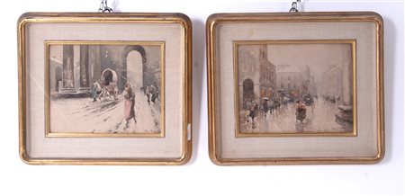 Two watercolours on cardboard. Early 20th c